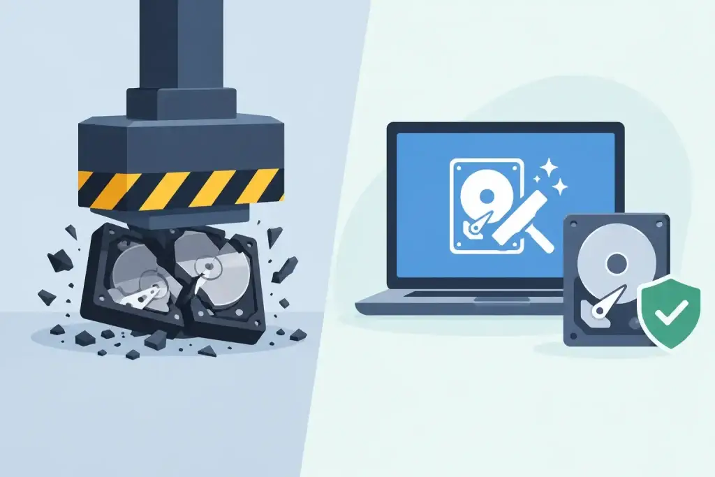 Drive Crushing vs Data Sanitization Compared